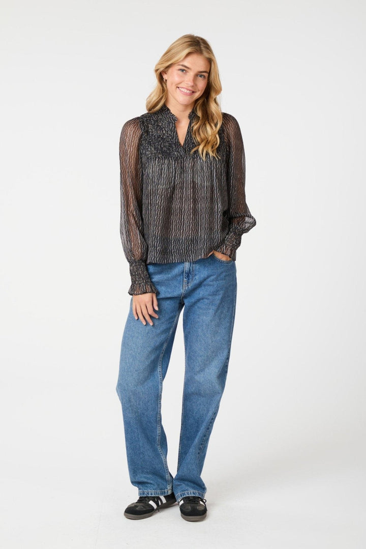 Jilliana Print Blouse Navy | Skjorter og bluser | Smuk - Dameklær på nett