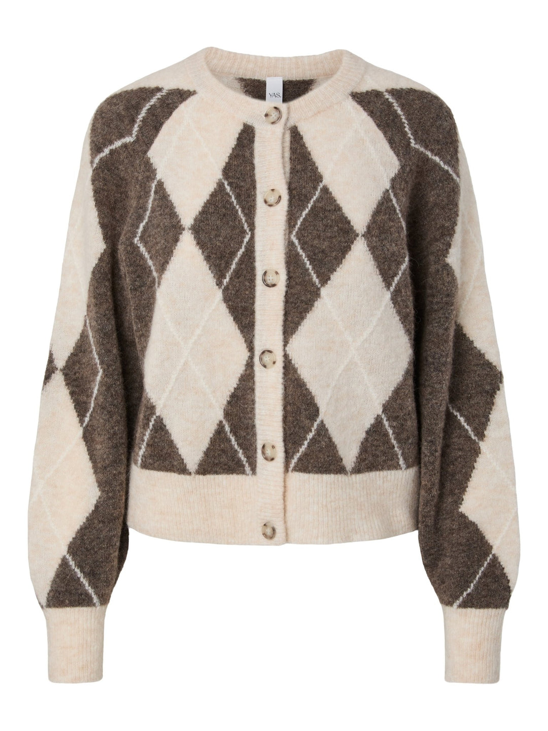 Johi Ls Wool Blend Cardigan Oatmeal Taupe Gray + Pristine Harlequin | Genser | Smuk