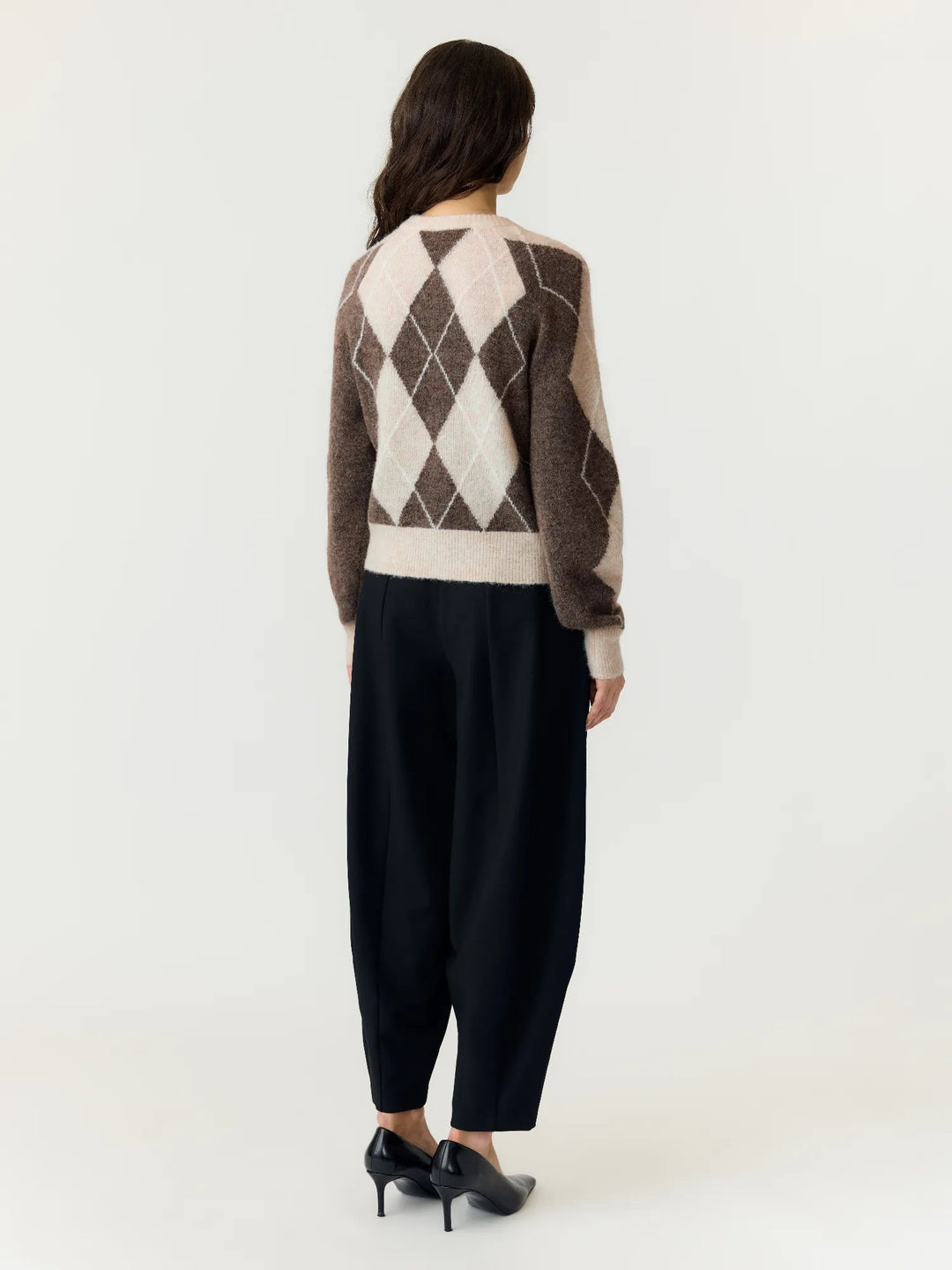 Johi Ls Wool Blend Cardigan Oatmeal Taupe Gray + Pristine Harlequin | Genser | Smuk