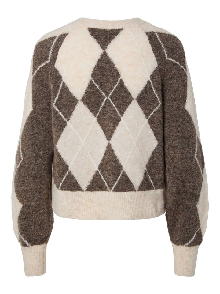 Johi Ls Wool Blend Cardigan Oatmeal Taupe Gray + Pristine Harlequin | Genser | Smuk