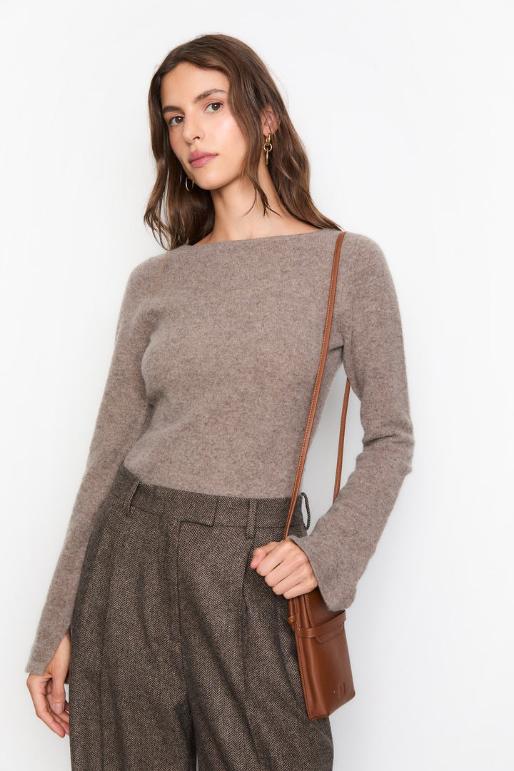 Joyce Knit Dark Taupe Melange | Genser | Smuk - Dameklær på nett