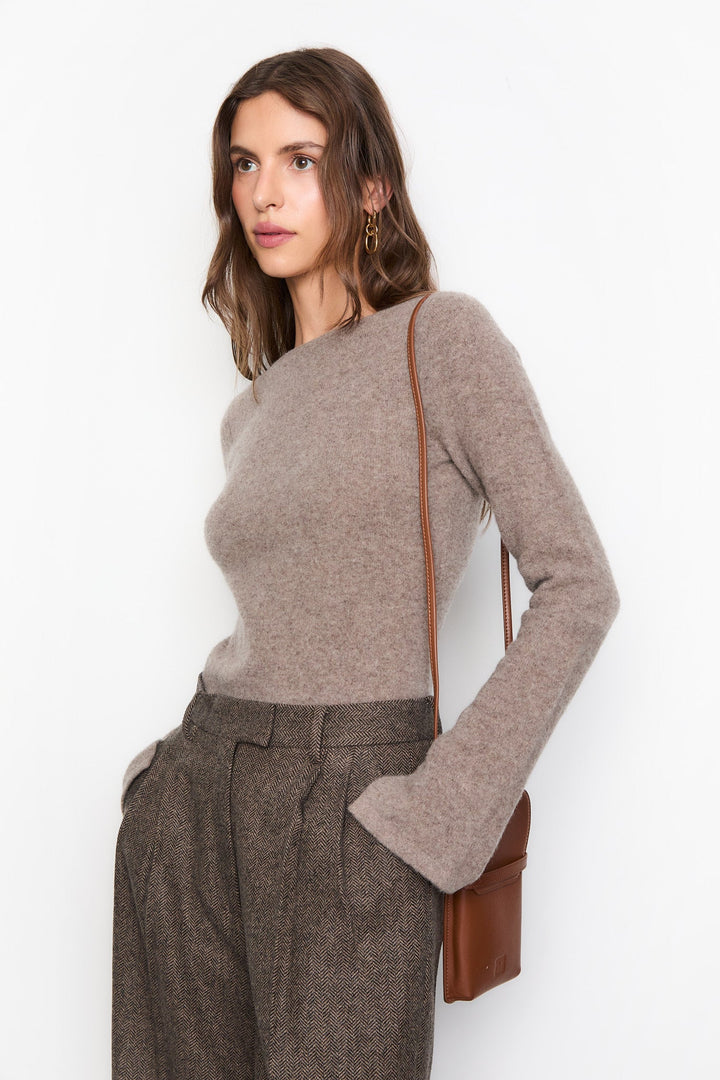 Joyce Knit Dark Taupe Melange | Genser | Smuk - Dameklær på nett