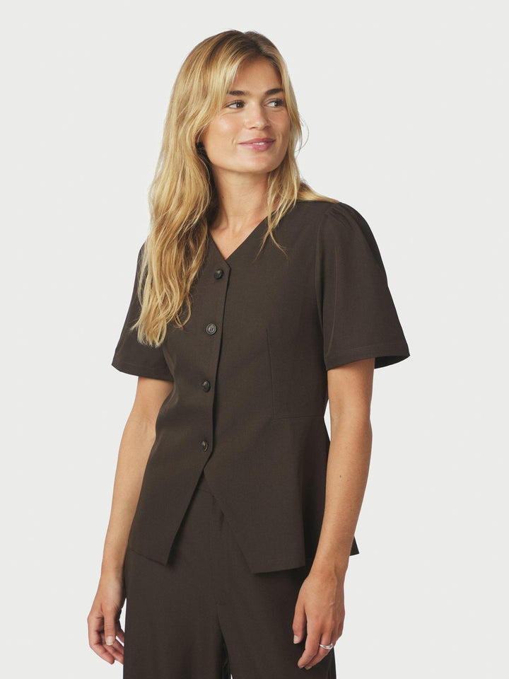 Jules Structure Blouse Dark Brown | Skjorter og bluser | Smuk - Dameklær på nett