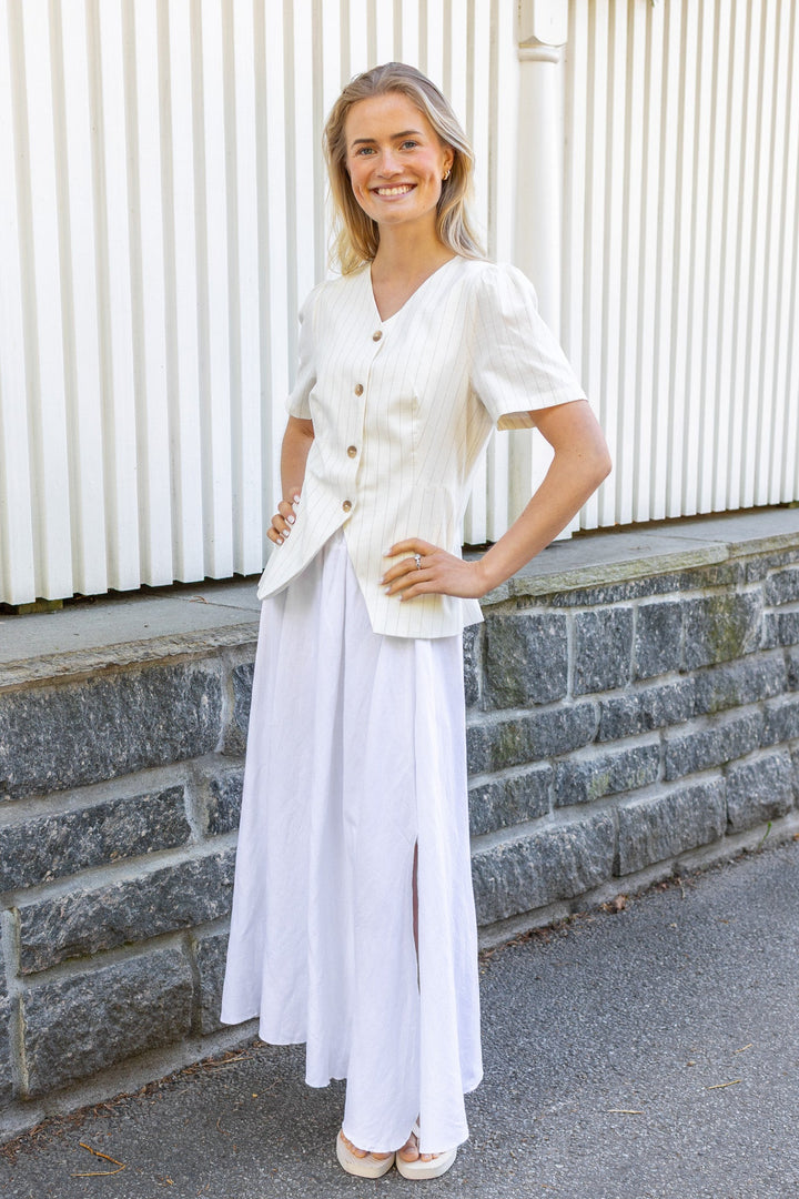 Jules Summer Stripe Blouse Taupe Stripe | Skjorter og bluser | Smuk