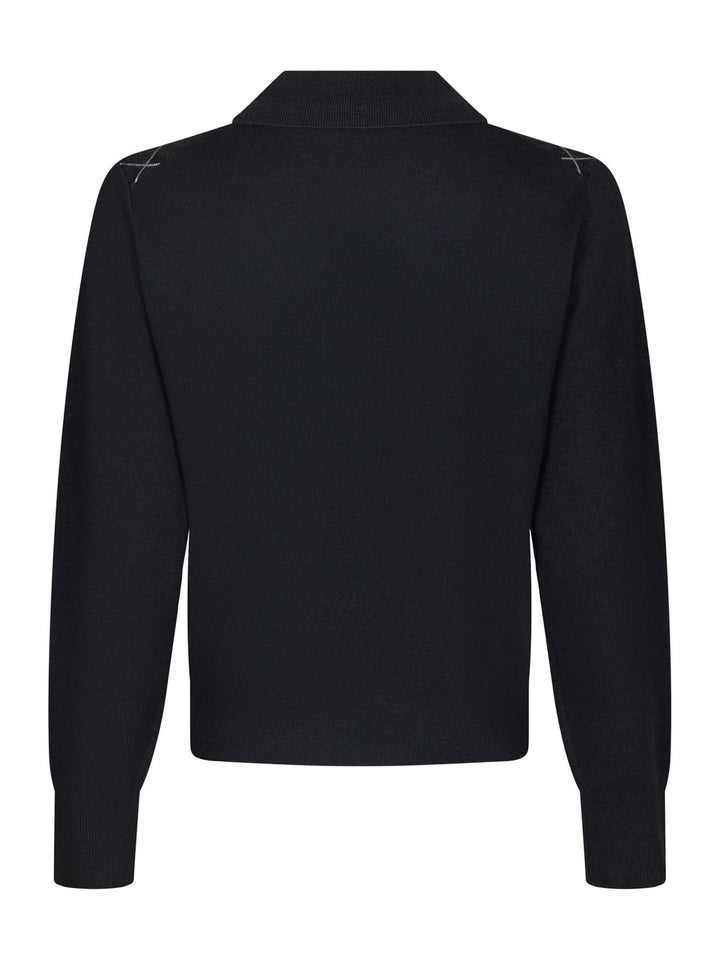 Julina Check Knit Blouse Navy | Genser | Smuk