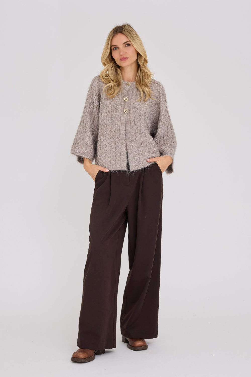 Kabba New Knit Cardigan Light Brown | Genser | Smuk