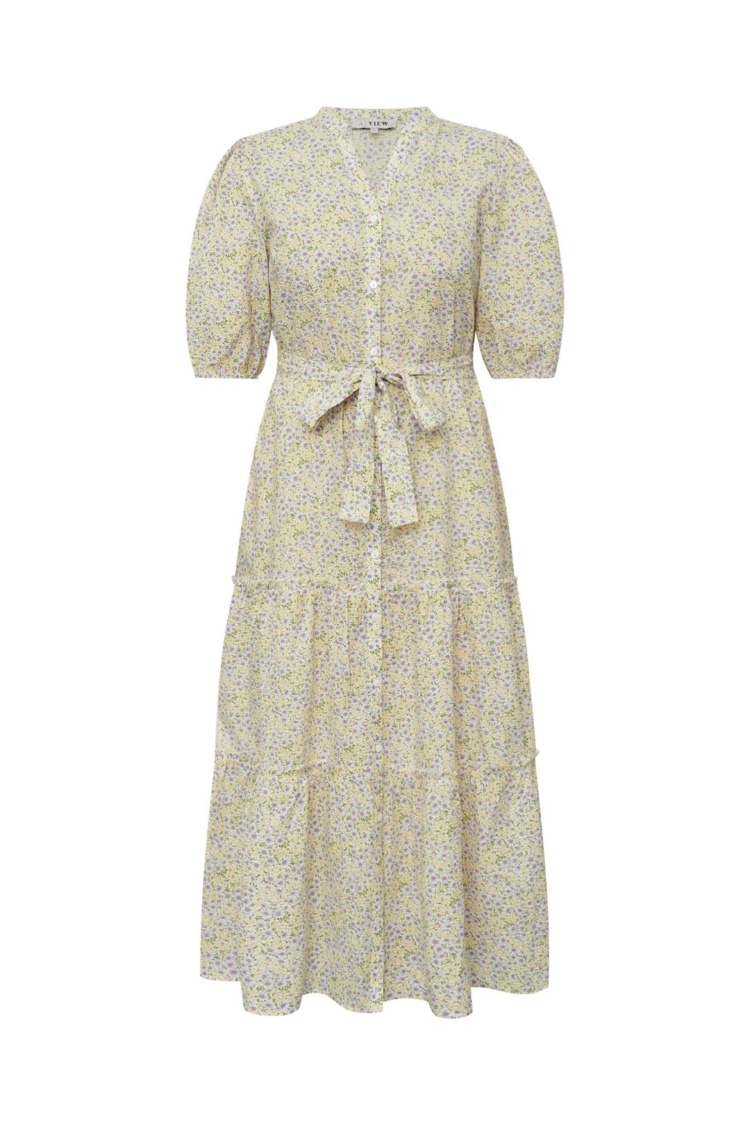 Kate V - Neck Long Dress Lilac/Yellow | Kjoler | Smuk