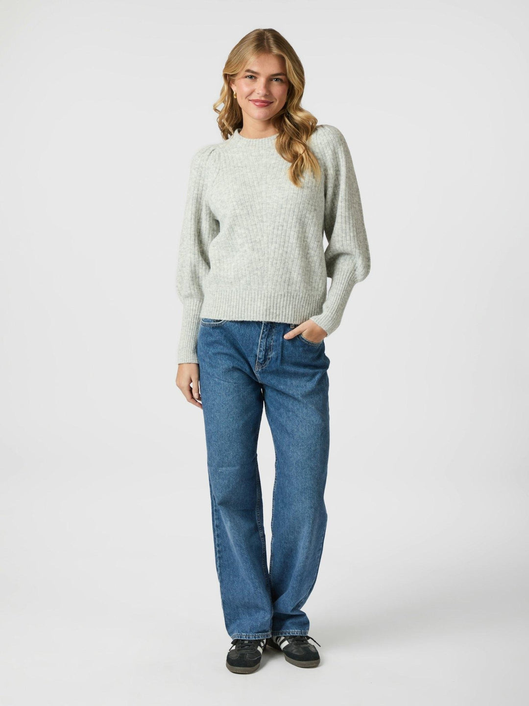 Kelsey Knit Blouse Light Grey Melange | Genser | Smuk - Dameklær på nett