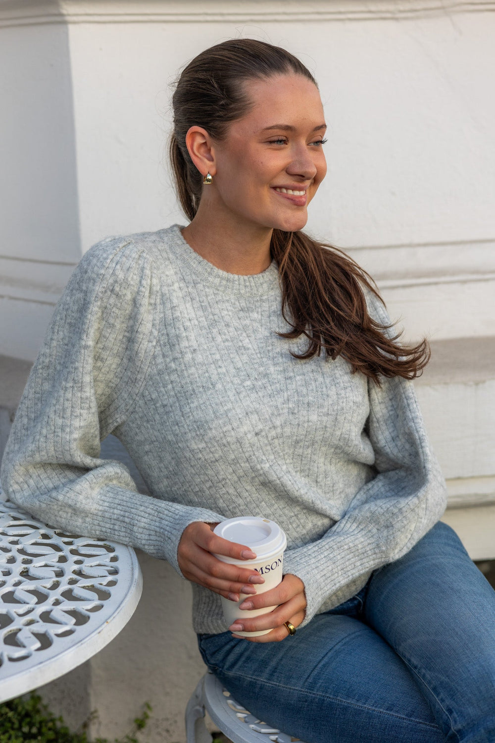 Kelsey Knit Blouse Light Grey Melange | Genser | Smuk - Dameklær på nett