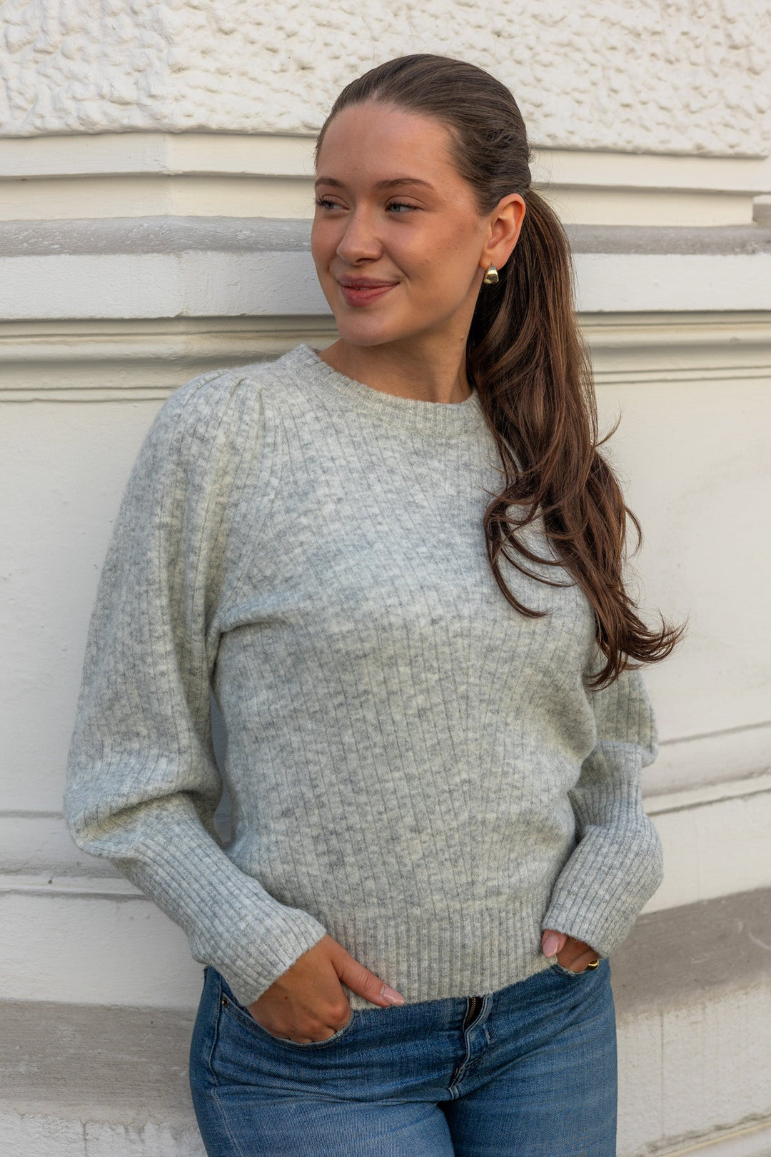 Kelsey Knit Blouse Light Grey Melange | Genser | Smuk - Dameklær på nett