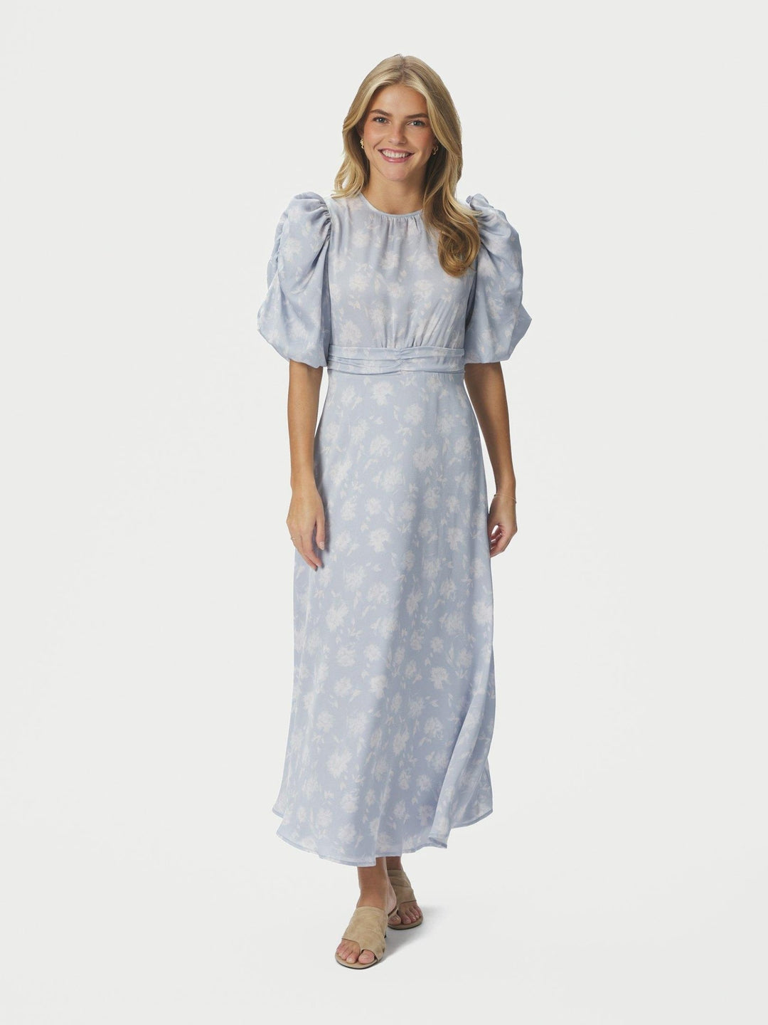 Kikka Faded Flower Dress Light Blue | Kjoler | Smuk