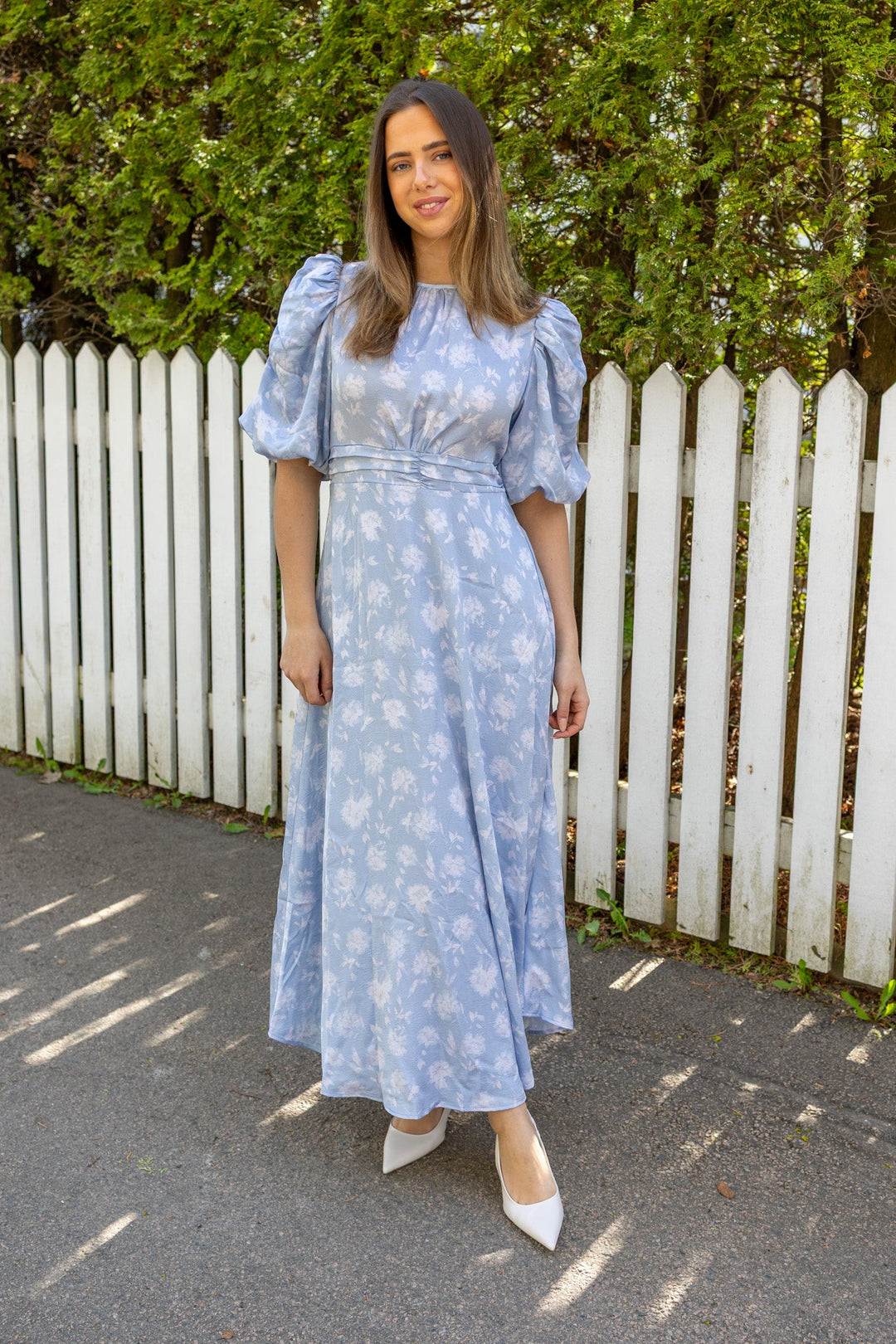 Kikka Faded Flower Dress Light Blue | Kjoler | Smuk