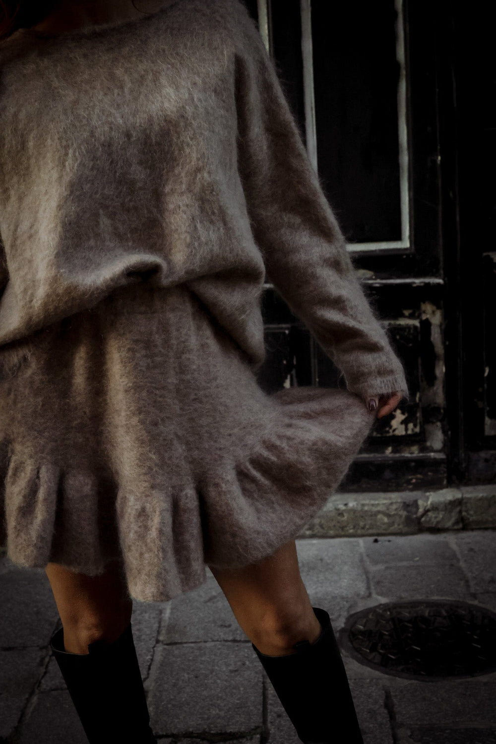 Knit Frill Skirt Beige Melange | Skjørt | Smuk - Dameklær på nett