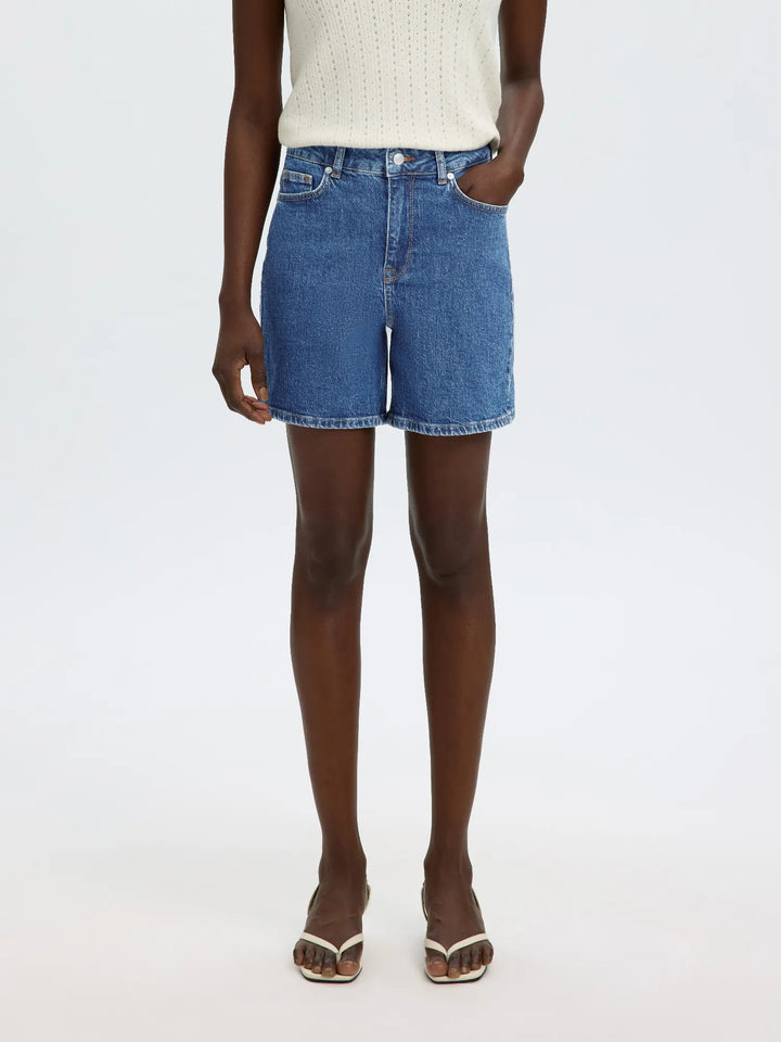Krista Hw Midlue Denim Shorts Medium Blue Denim | Shorts | Smuk