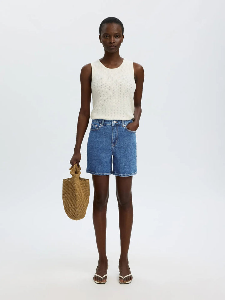 Krista Hw Midlue Denim Shorts Medium Blue Denim | Shorts | Smuk