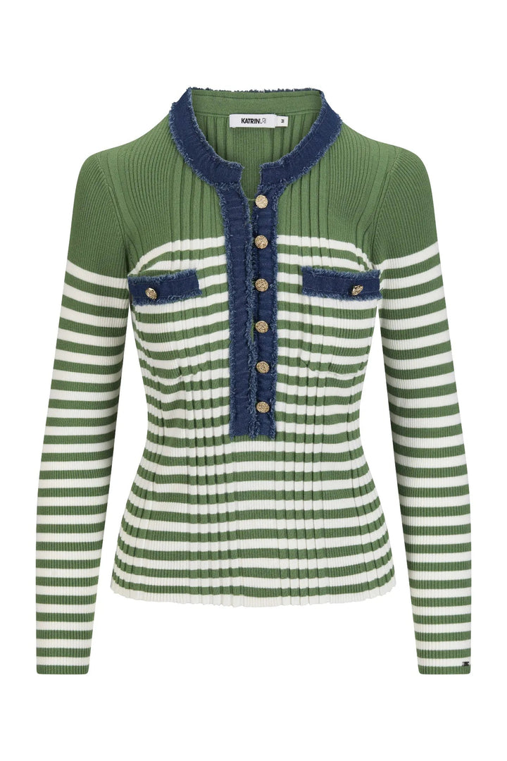La Striped Pullover Green Stripe | Genser | Smuk