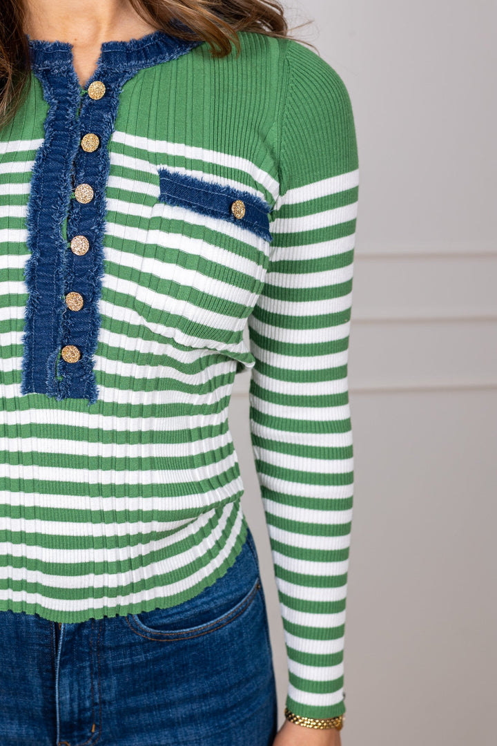 La Striped Pullover Green Stripe | Genser | Smuk