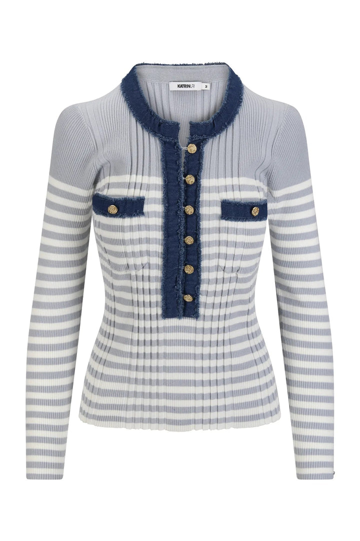 La Striped Pullover Lt. Blue Stripe | Genser | Smuk