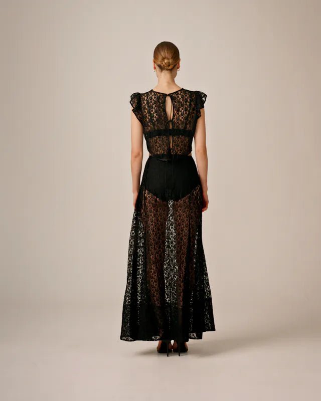 Lace Midi Skirt Black | Skjørt | Smuk - Dameklær på nett