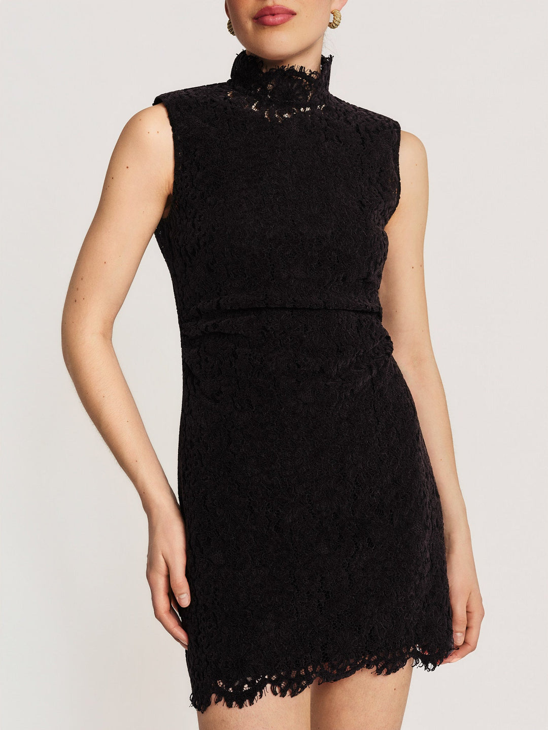 Lace Velvet Mini Dress Black | Kjoler | Smuk