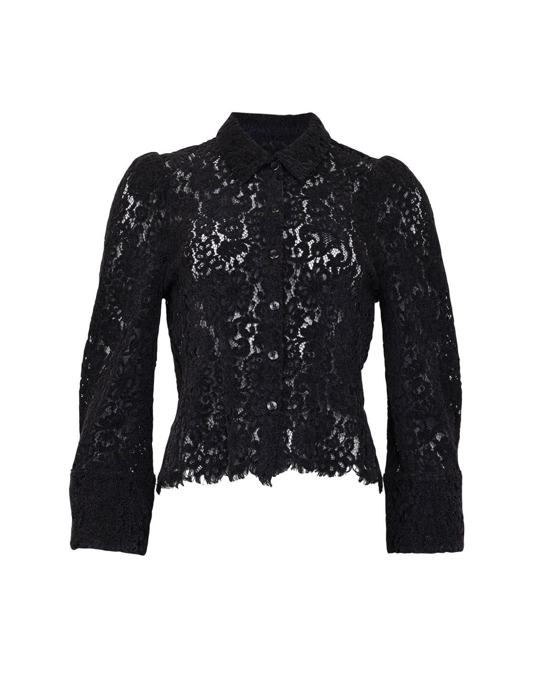 Lace Velvet Shirt Black | Skjorter og bluser | Smuk