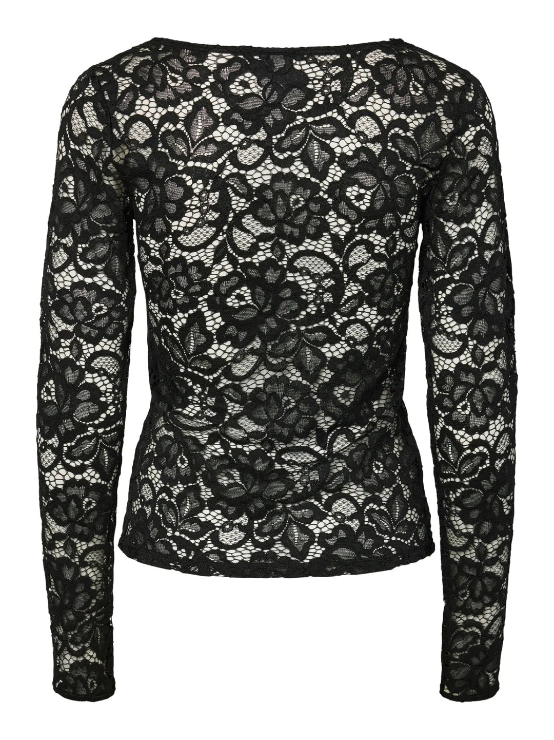 Lacey Ls V-Neck Lace Top Black | Topper | Smuk