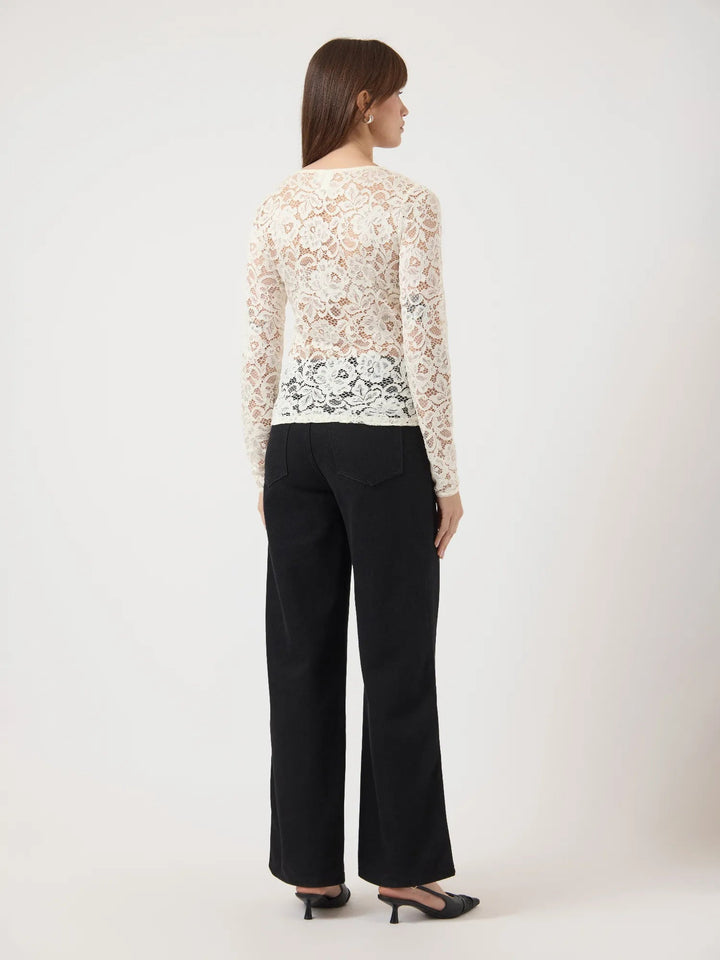 Lacey Ls V-Neck Lace Top Pristine | Topper | Smuk