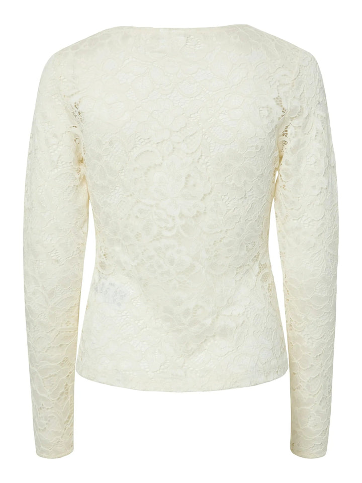 Lacey Ls V-Neck Lace Top Pristine | Topper | Smuk