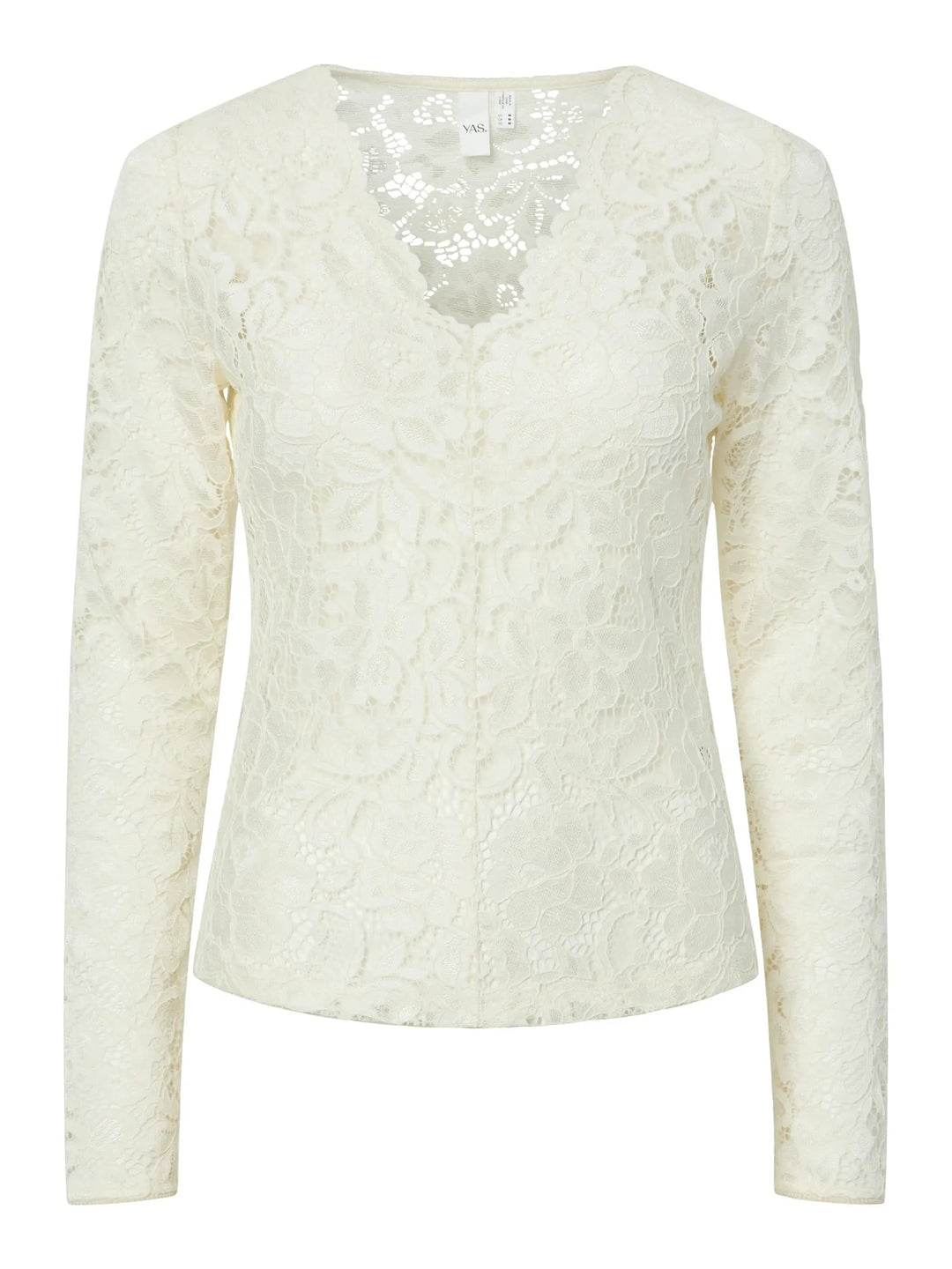 Lacey Ls V-Neck Lace Top Pristine | Topper | Smuk