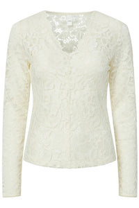 Lacey Ls V-Neck Lace Top Pristine