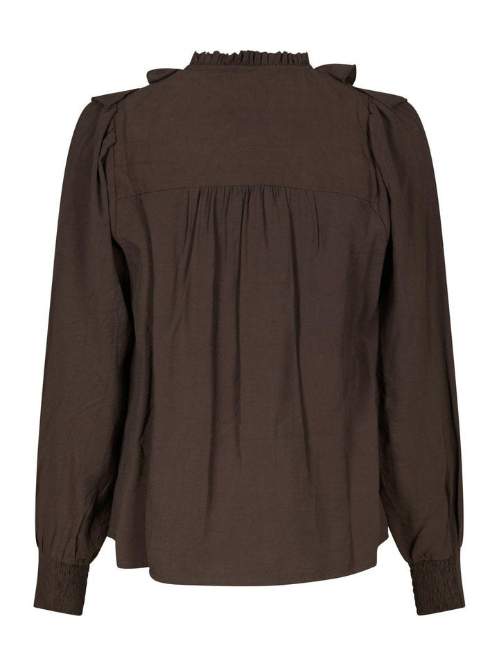Larine Ruffle Blouse Dark Brown | Skjorter og bluser | Smuk