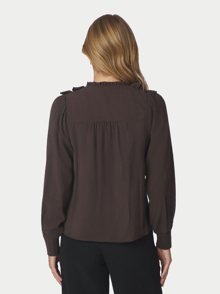 Larine Ruffle Blouse Dark Brown | Skjorter og bluser | Smuk