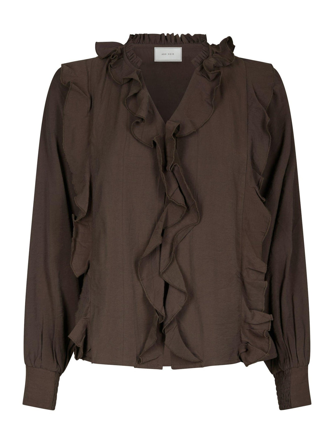 Larine Ruffle Blouse Dark Brown | Skjorter og bluser | Smuk