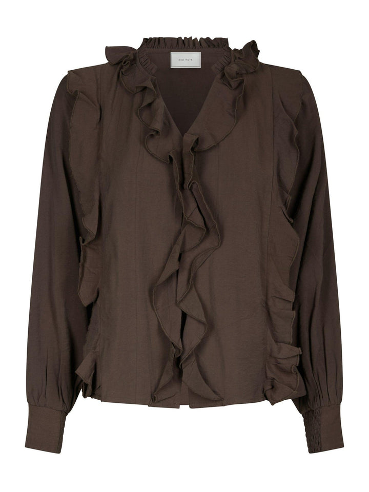 Larine Ruffle Blouse Dark Brown | Skjorter og bluser | Smuk