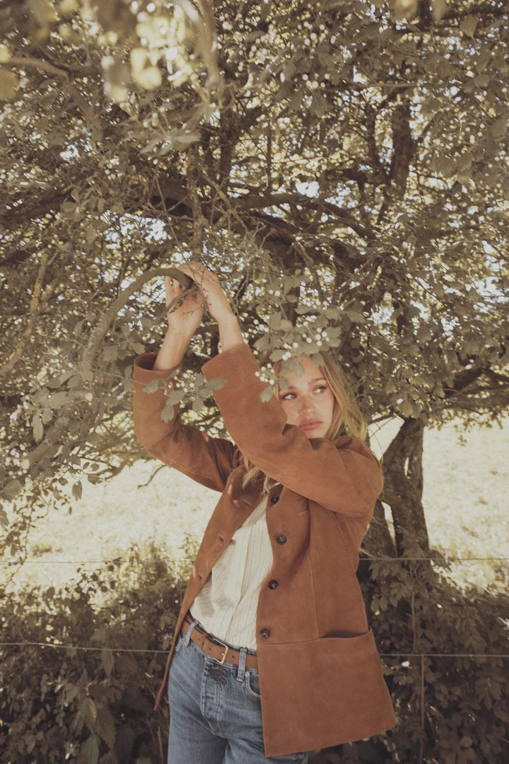 Lauren Leather Jacket Camel Suede | Yttertøy | Smuk