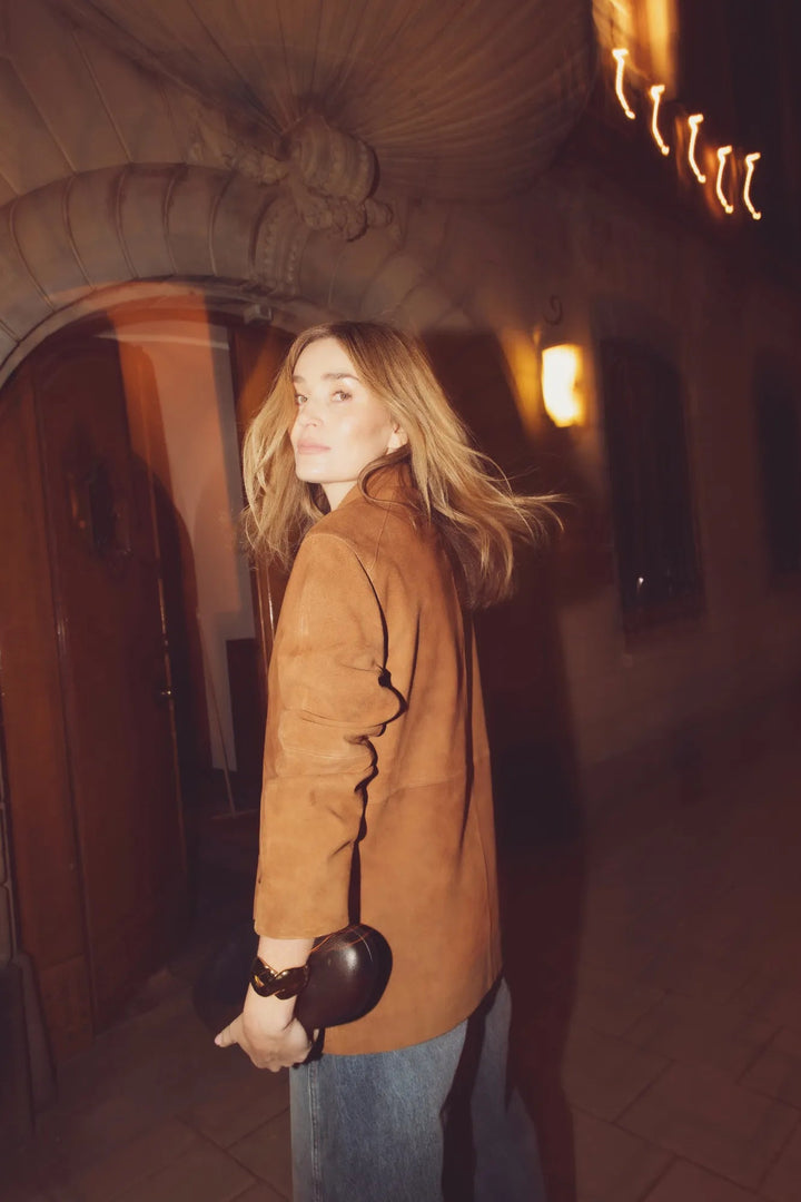 Lauren Leather Jacket Camel Suede | Yttertøy | Smuk