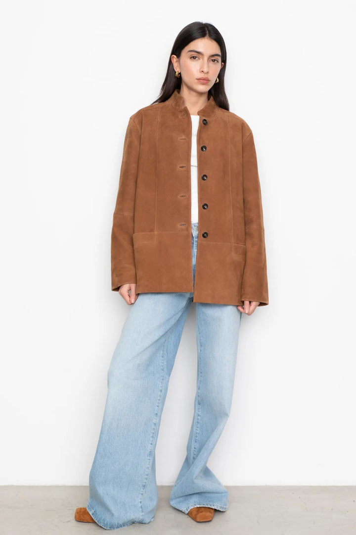 Lauren Leather Jacket Camel Suede | Yttertøy | Smuk