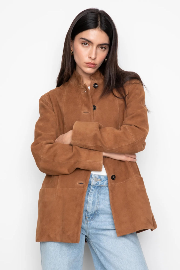 Lauren Leather Jacket Camel Suede | Yttertøy | Smuk