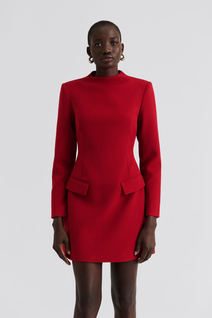 Leanna High Neck Mini Dress Deep Red | Kjoler | Smuk - Dameklær på nett