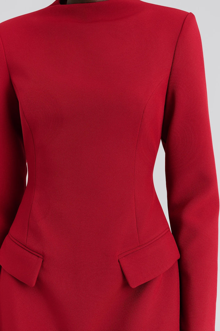 Leanna High Neck Mini Dress Deep Red | Kjoler | Smuk - Dameklær på nett