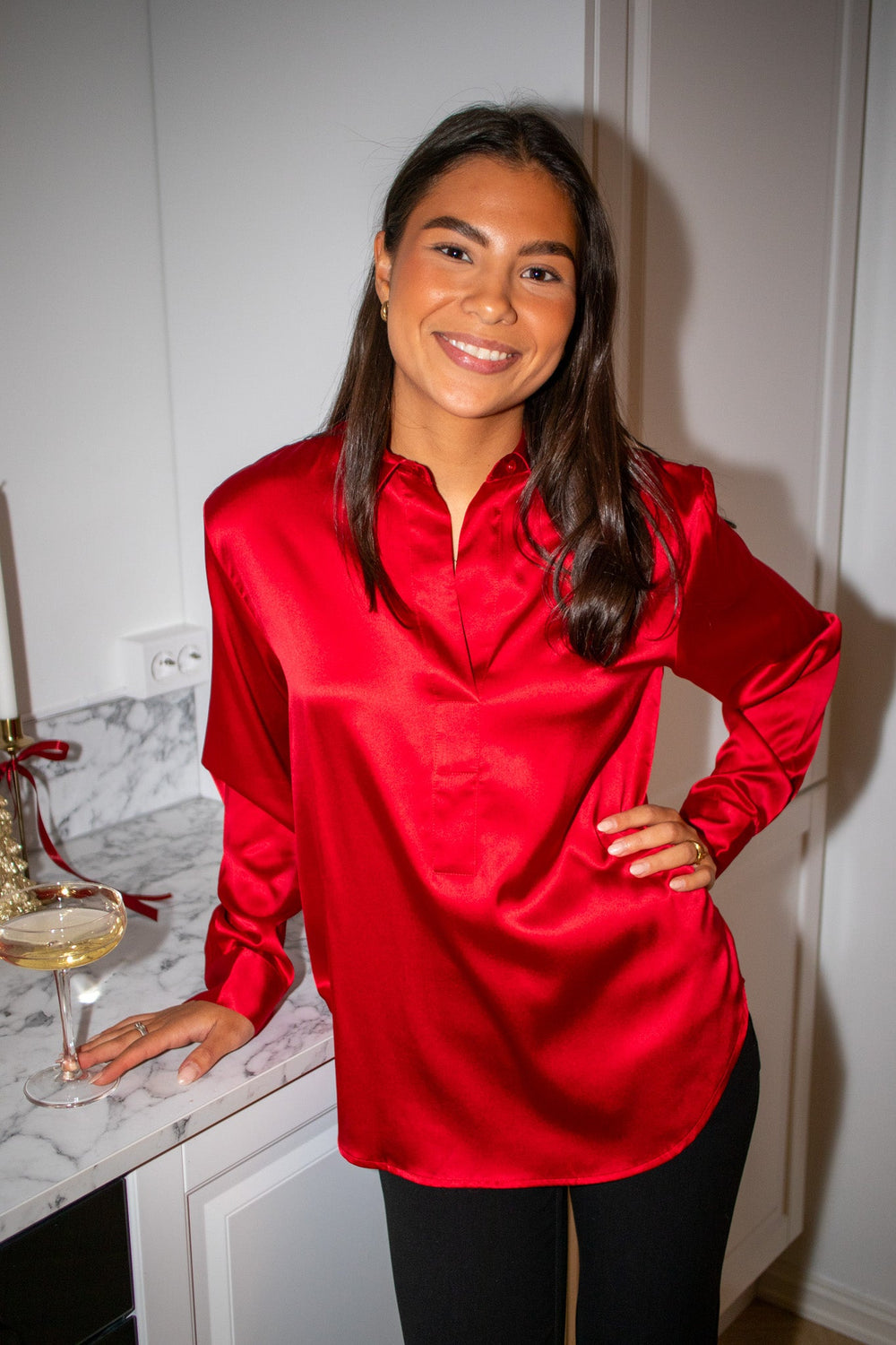Leia Blouse Red | Skjorter og bluser | Smuk