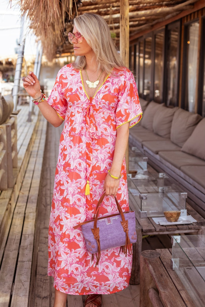 Lelies Long Dress Orange White | Kjoler | Smuk - Dameklær på nett
