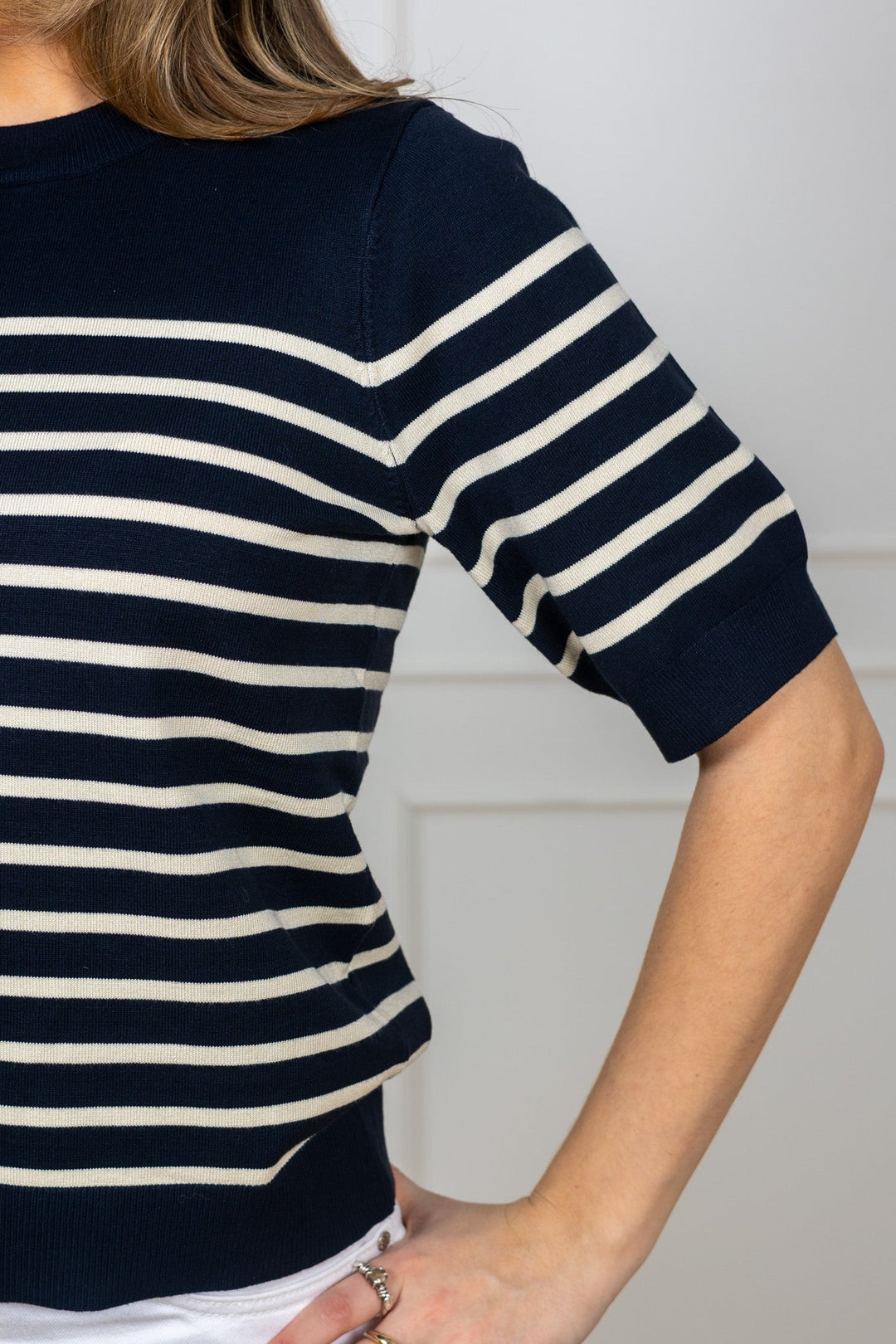 Lena Ss Knit Pullover Navy Blazer Birch | Genser | Smuk