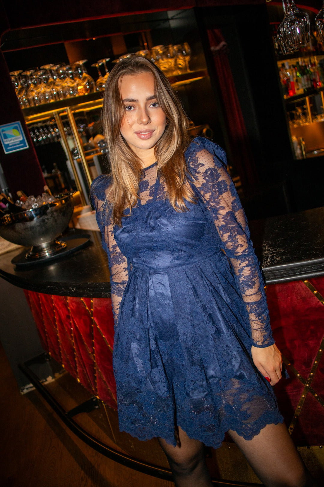 Leoni Lace Mini Dress Dark Blue | Kjoler | Smuk - Dameklær på nett