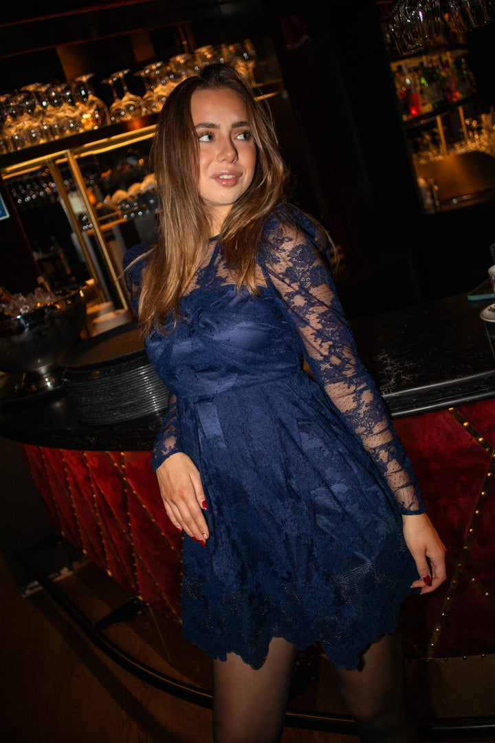 Leoni Lace Mini Dress Dark Blue | Kjoler | Smuk - Dameklær på nett
