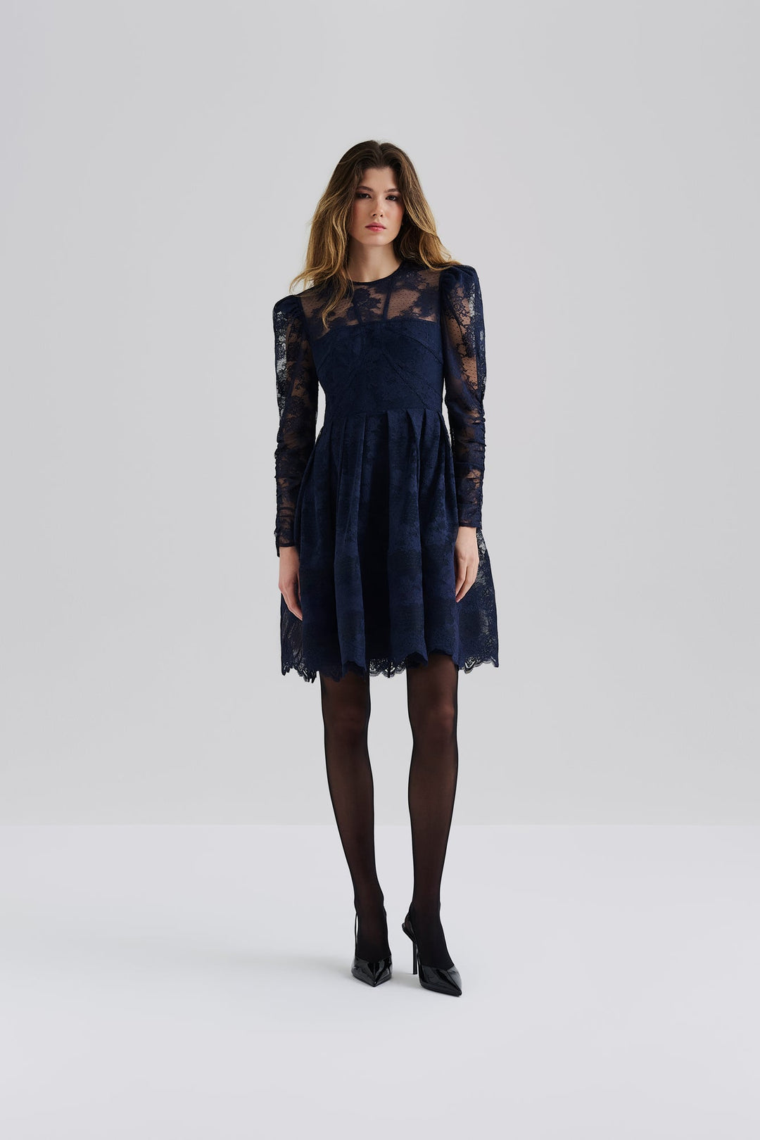 Leoni Lace Mini Dress Dark Blue | Kjoler | Smuk - Dameklær på nett
