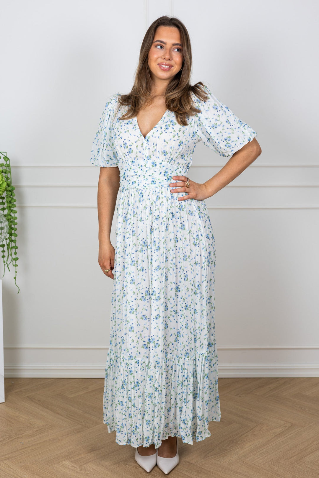 Leonora Dress Blue Fleur Georgette | Kjoler | Smuk
