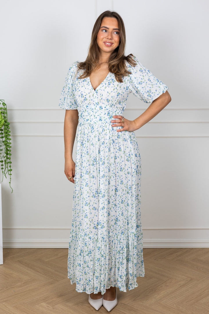 Leonora Dress Blue Fleur Georgette | Kjoler | Smuk