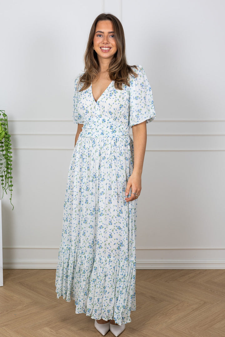 Leonora Dress Blue Fleur Georgette | Kjoler | Smuk