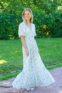 Leonora Dress Blue Fleur Georgette